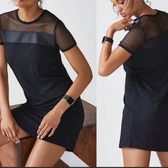 Fabletics Black Mesh Dress Sarah Mini Dress Size Small - Picture 1 of 11